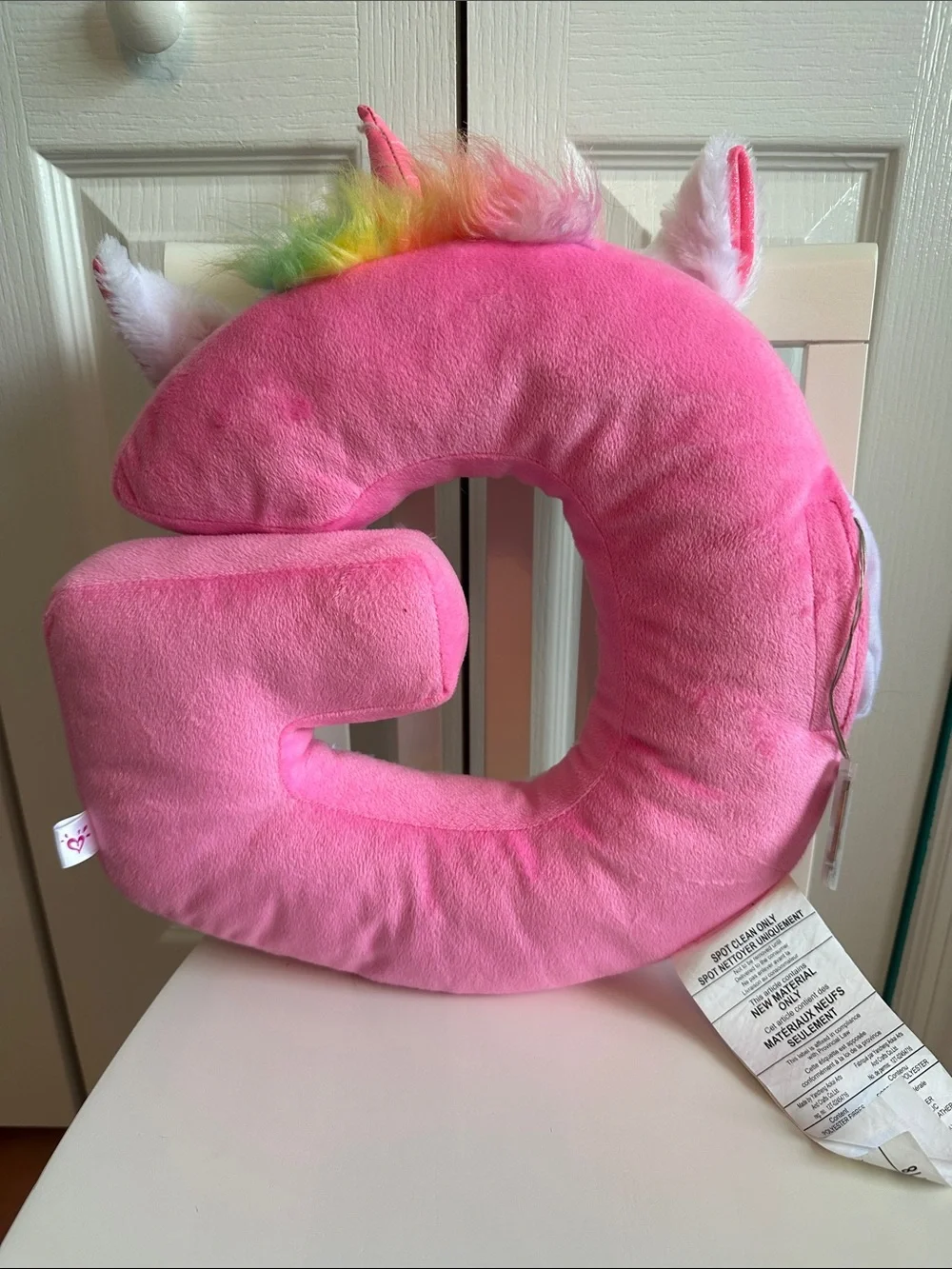 Justice Unicorn Plush Letter G Pillow — lights up, White, Pink, Rainbow Mane